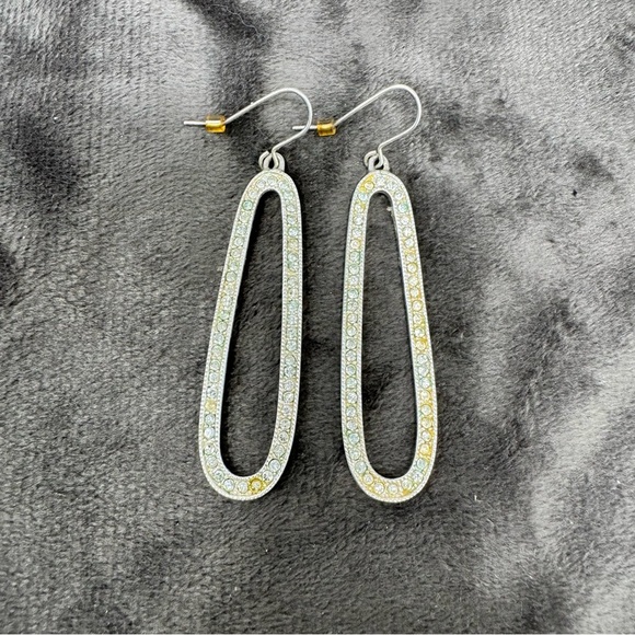 2 Vintage Silver with White and Yellow Stones Earrings - Picture 1 of 3